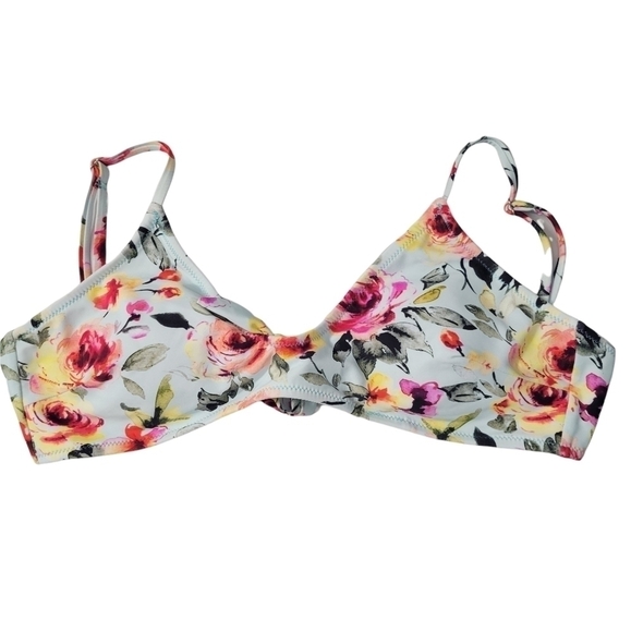 Cupshe Pale Blue Floral Print Bikini Top - Picture 1 of 8
